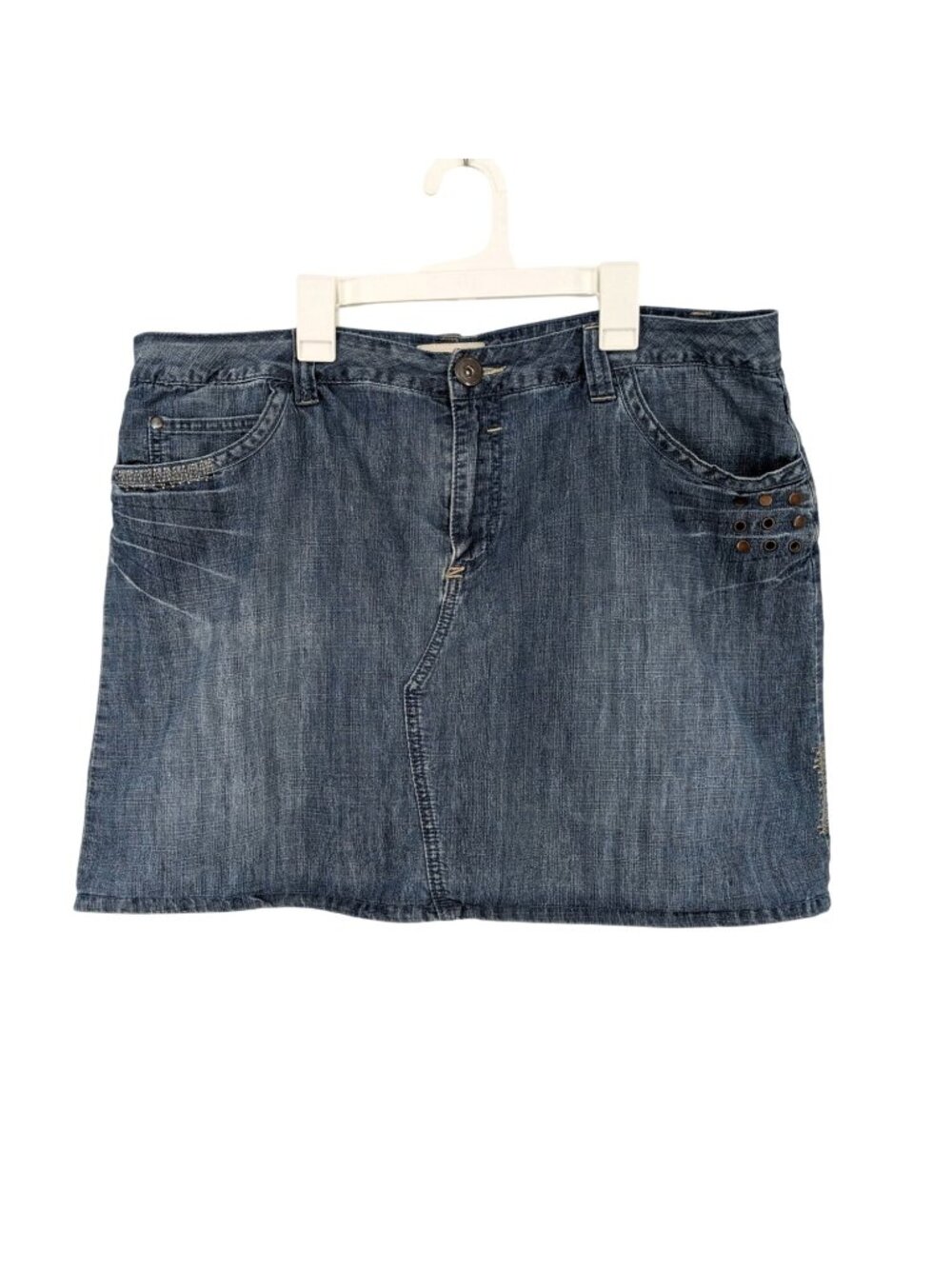 Vtg Studded Denim Mini Skort Y2K Grunge Indie Sleaze Western Festival Plus 18